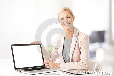 Businesswoman with laptop Stock Photo