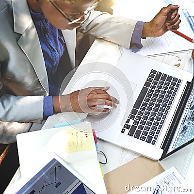 Businesswoman Laptop Technology Strategy Planning Working Concept Stock Photo