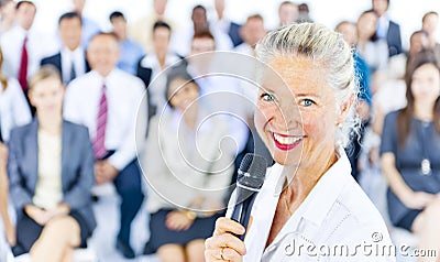 Businesswoman Leadership Presentation Cooperation Concept Stock Photo