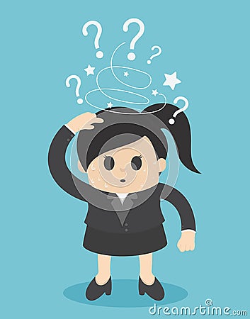 Businesswoman made trance and a question mark Vector Illustration