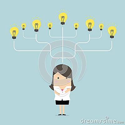 Businesswoman many idea to success concept Vector Illustration