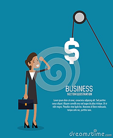 Businesswoman money cartoon icon. Vector graphic Vector Illustration