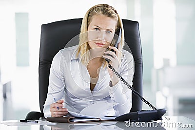 Businesswoman in office with personal organizer Stock Photo