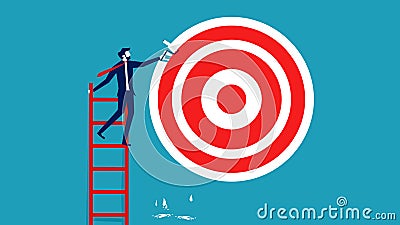 Businesswoman paints a wall with a goal. goal setting concept. business concept. Vector Illustration