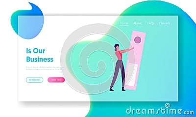 Businesswoman Paperwork Website Landing Page. Woman Carry Huge Document File Folder. Secretary Character Vector Illustration