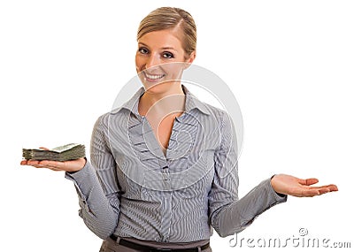 Businesswoman with polish zloty Stock Photo