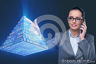 The businesswoman in ponzi scheme concept Stock Photo