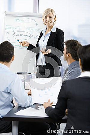 Businesswoman presenting Stock Photo