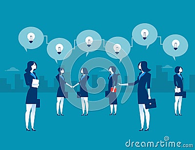 Businesswoman presenting mechanism and ideas Vector Illustration