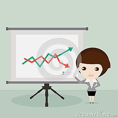 Businesswoman presenting stock graph Stock Photo