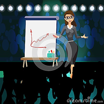 Businesswoman project strategy planning meeting. Woman showing a Vector Illustration