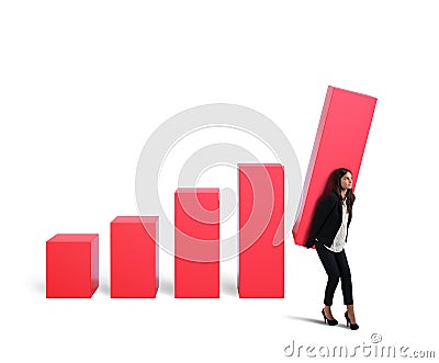 Businesswoman raise the profit Stock Photo