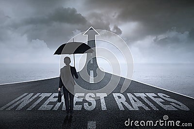 Businesswoman ready for higher interest rates Stock Photo