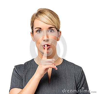 Businesswoman Saying Shhh Stock Photo