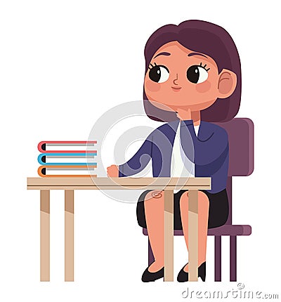 businesswoman seated with books Vector Illustration