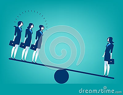 Businesswoman on Seesaw Vector Illustration