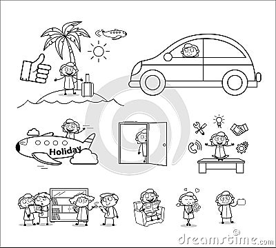 Businesswoman - Set of Various Concepts Vector illustrations Cartoon Illustration