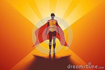 Businesswoman shadow superhero. Generate Ai Stock Photo