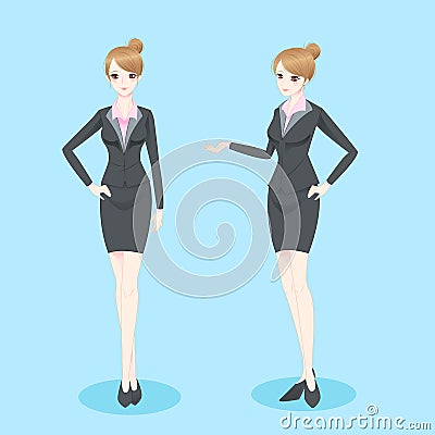 Businesswoman show something to you Vector Illustration