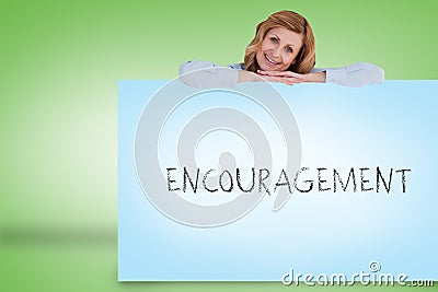 Businesswoman showing card with encouragement Stock Photo