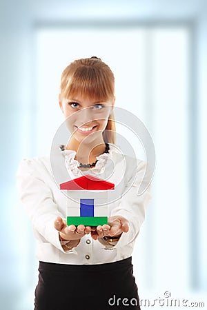 Businesswoman is showing realestate Stock Photo