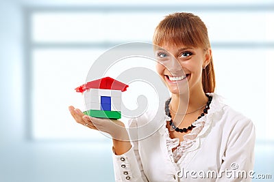 Businesswoman is showing realestate Stock Photo