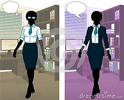 Businesswoman silhouette in office interior Vector Illustration