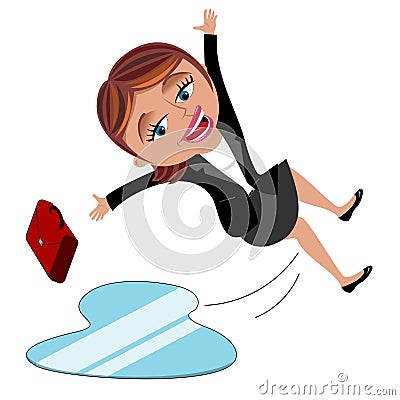Businesswoman Slipping Ice Stock Photo
