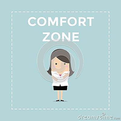 Businesswoman standing in comfort zone. Vector Illustration