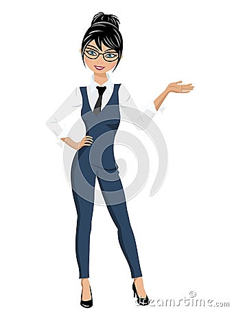 Businesswoman standing in confident pose presenting isolated Vector Illustration