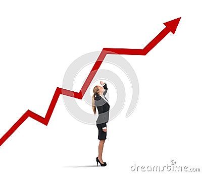 Businesswoman and success uphill Stock Photo