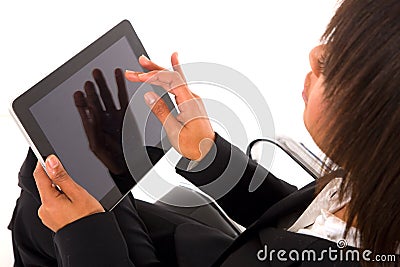 Businesswoman with tablet Stock Photo