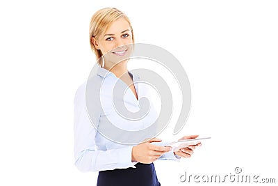 Businesswoman with tablet Stock Photo