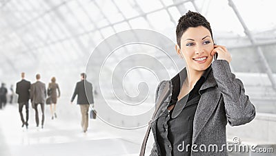 Businesswoman talking on mobile Stock Photo