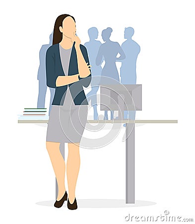 businesswoman thinking. Vector Illustration