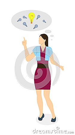 businesswoman thinking. Vector Illustration