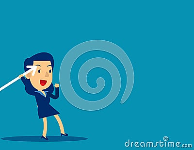 Businesswoman throwing the javelin. Concept cute business vector illustration, Sport, Growth Vector Illustration