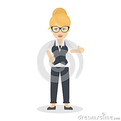 Businesswoman thumbs up. Vector Illustration