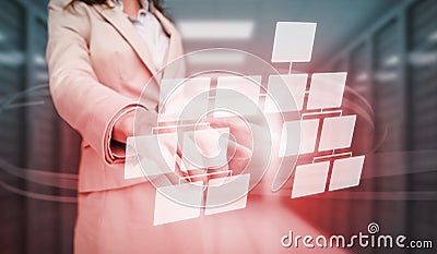 Businesswoman touching futuristic bar chart Stock Photo