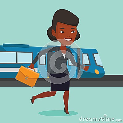 Businesswoman at train station vector illustration Vector Illustration