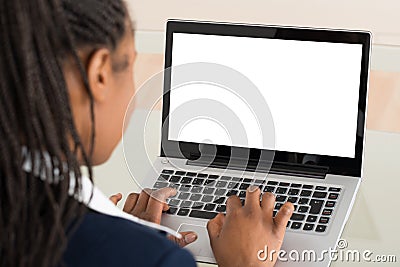 Businesswoman Using Laptop Stock Photo