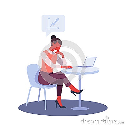 Businesswoman using laptop at office desk Vector Illustration