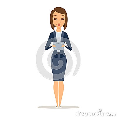 Businesswoman using tablet Vector Illustration