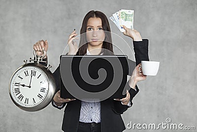 Businesswoman is very multitasking Stock Photo