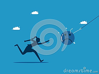 Businesswoman are victims of pessimism. vector Vector Illustration