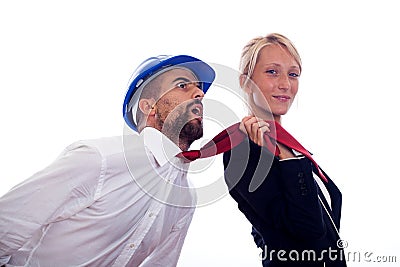 Businesswoman vs Businessman Stock Photo