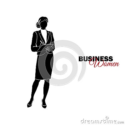 Woman in business suit. Businesswoman writes notes on the tablet Stock Photo