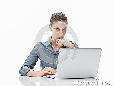 Businesswoman working with a laptop Stock Photo