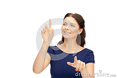 Businesswoman working with something imaginary Stock Photo