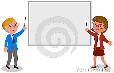 Businesswomen with blank board vector Vector Illustration